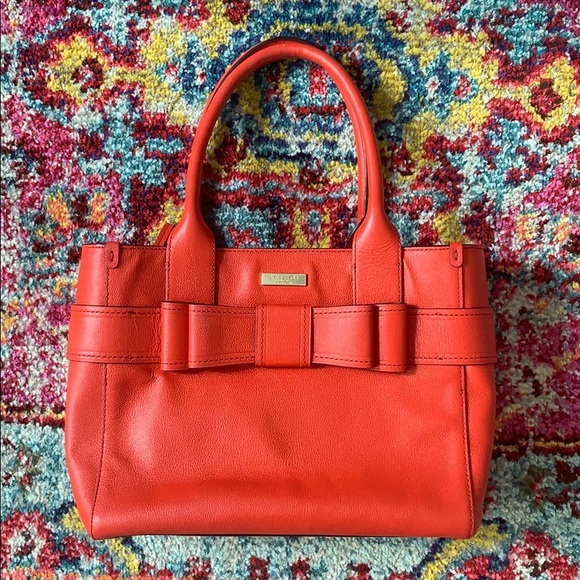 Kate Spade Red Bow Tote Bag Leather - Picture 1 of 7
